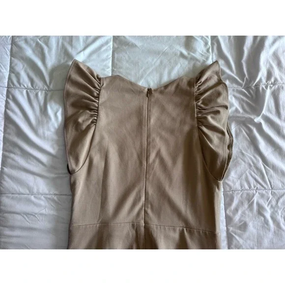 LENA NYC Assymetric Dress Size Large Beige Lined Elegant Night Out EUC - Picture 6 of 12